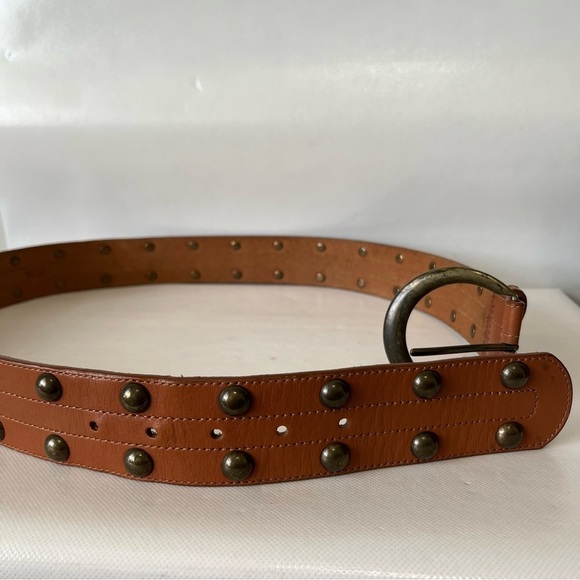 Vintage Harold’s Wide Brown Leather Studded Belt